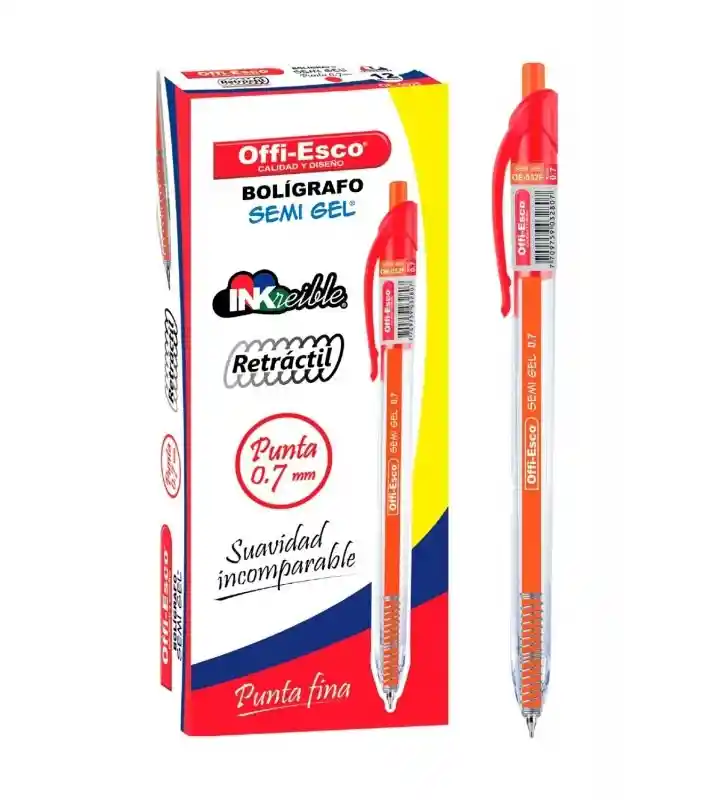Esfero Offi Esco Retractil Oe-052f 0.7mm Negro - Rojo - Azul Por Unidad