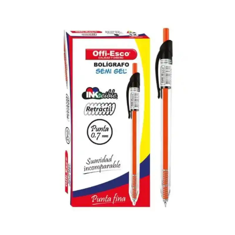 Esfero Offi Esco Retractil Oe-052f 0.7mm Negro - Rojo - Azul Por Unidad