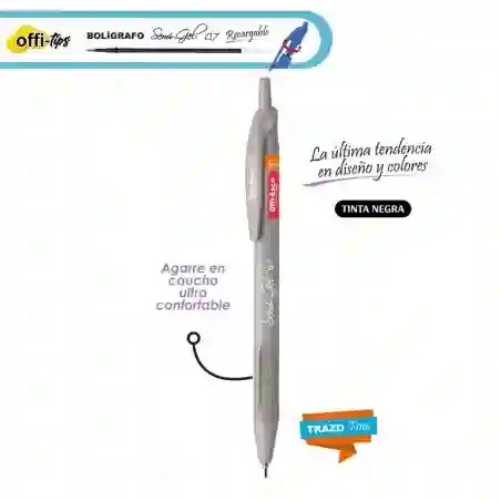 Bolígrafo Semi Gel 0.7 M Retráctil Cuerpo Pastel Tinta Negra Por Unidad