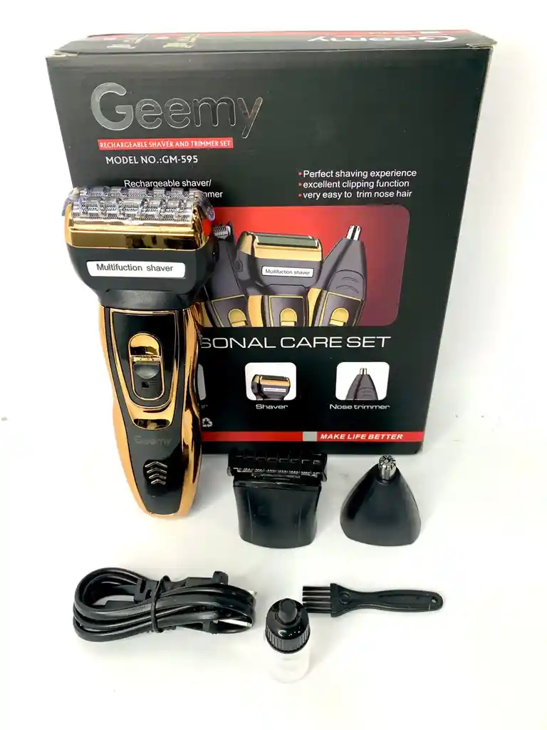 Maquina Afeitadora Electrica Recargable Portatil 3 En 1 Geemy 595