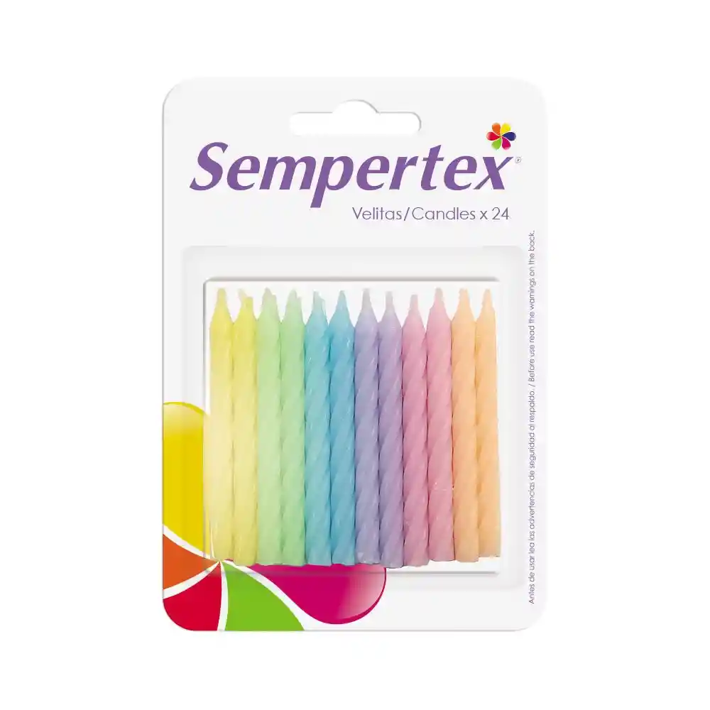 Velitas Espiraladas Pastel Sempertex X24 – Colores Suaves Para Celebraciones Especiales