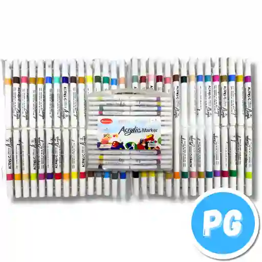 Paquete Marcador Acrilico Touch X60 Unds Doblepunta (punta Fina Y Pincel) Marca En Piedras, Vidrio, Plastico, Ropa, Papel Ceramica Y Madera