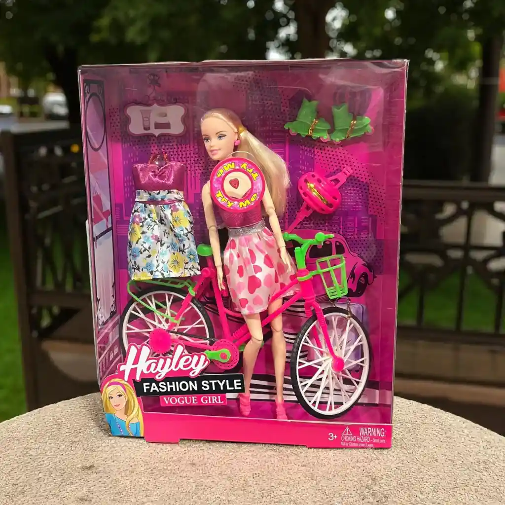 Muñeca Harley Tipo Barbie Bicicleta Articulada Con Sonido Y Accesorios