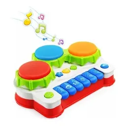 Piano Juguete Infantil Tambor De Mano 2 En 1 Luz Y Sonido