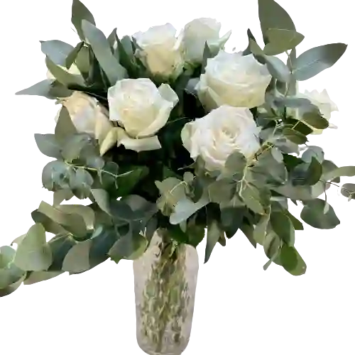 Rosas Blancas En Jarronn