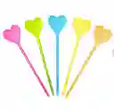 Palillo Neon Pasabocas Frutas Coctel De Corazón X 100 Und
