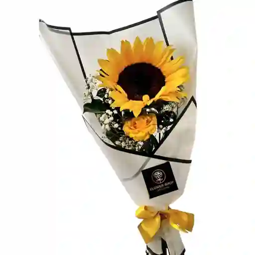 Bouquet De 1 Rosa Amarilla Y 1 Girasol