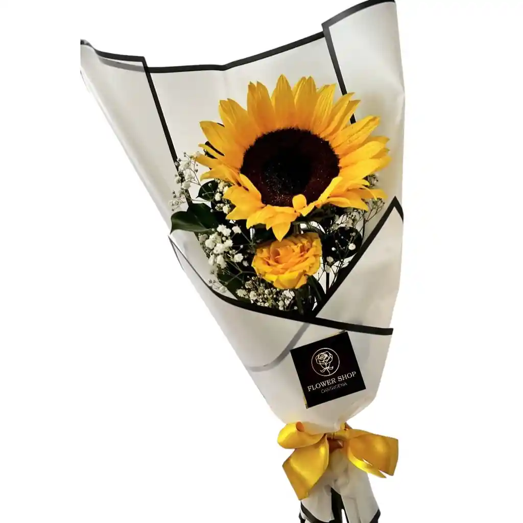 Bouquet De 1 Rosa Amarilla Y 1 Girasol