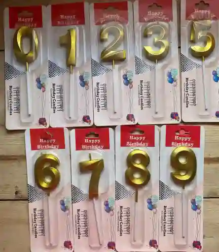 Vela Numero 0-1-2-3-4-5-6-7-8-9	dorado