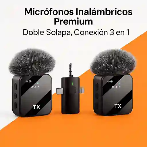 Doble Micrófono Inalámbrico F11-2 Premium Doble Solapa, Conexión 3 En 1