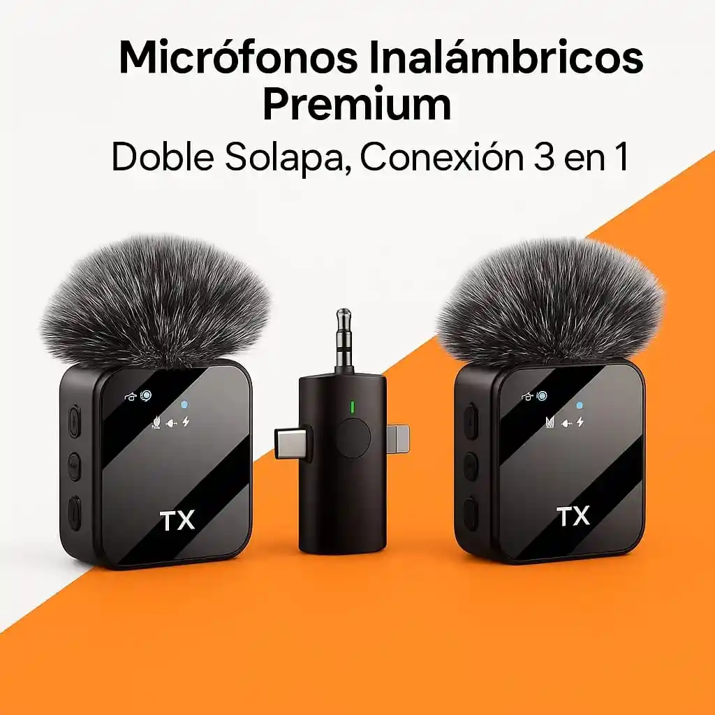 Doble Micrófono Inalámbrico F11-2 Premium Doble Solapa, Conexión 3 En 1