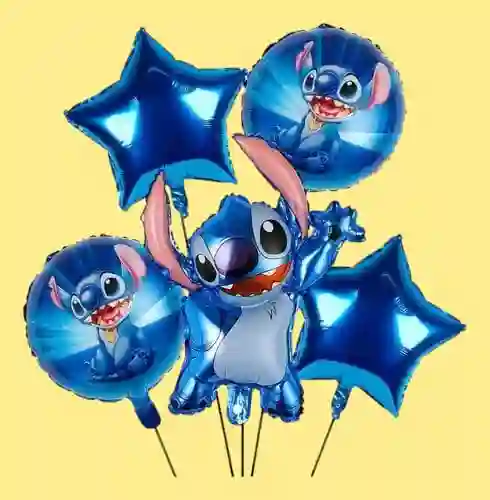 Bouquet X5 Globos Metálizados Stitch