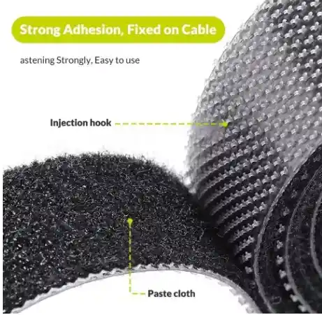 Organizador De Cables De 5 Metros Velcro Adhesivo Gris