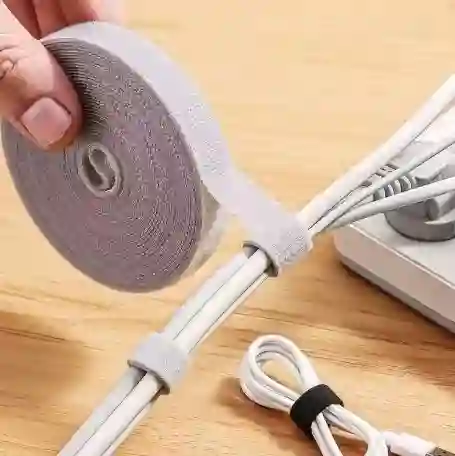 Organizador De Cables De 5 Metros Velcro Adhesivo Gris