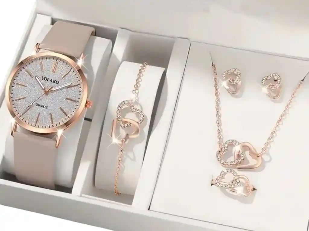 Kit Reloj Lila Para Mujer Reloj Dama Con Accesorios