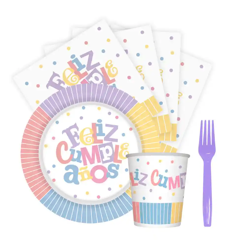 Kit Desechable Cumpleaños Pastel