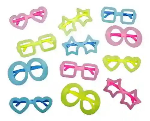 Gafa Neón Para Fiesta Hora Loca Fluorescente Motivos - Anteojo Transparentes Para Carnavales