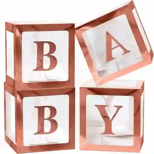 Cubos Para Baby Shower Oro Rosa