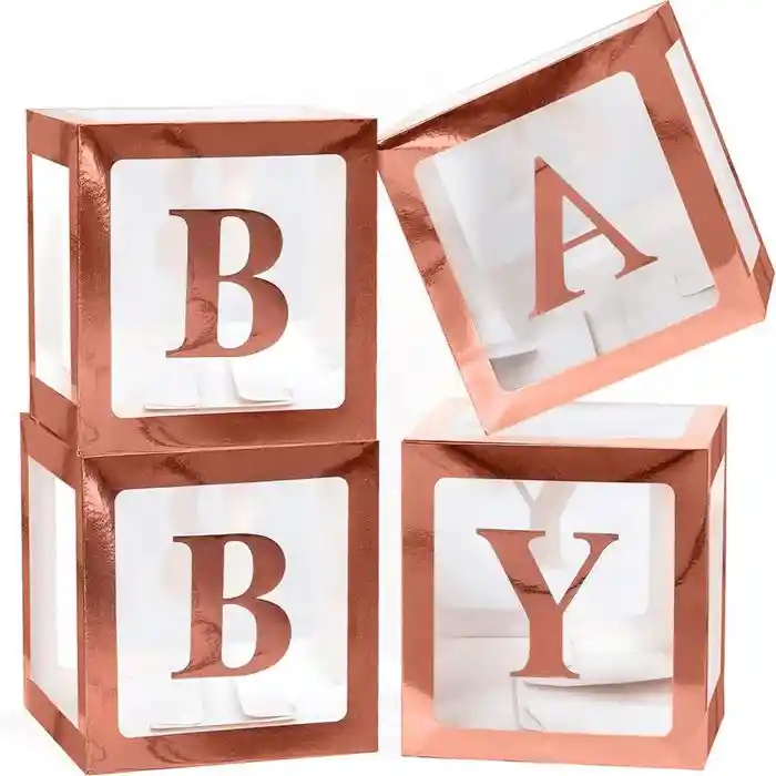 Cubos Para Baby Shower Oro Rosa