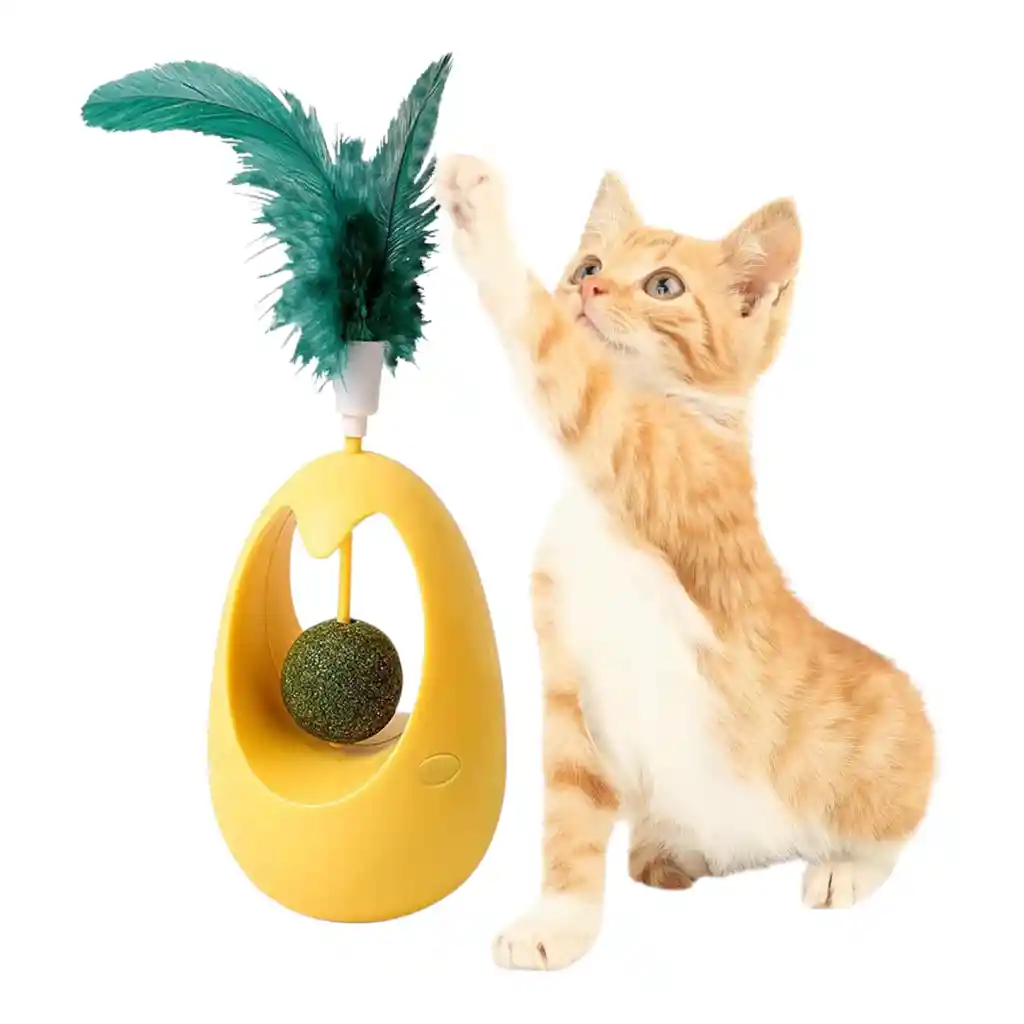 Juguete Interactivo Con Pluma Y Catnip Hierba Para Gatos