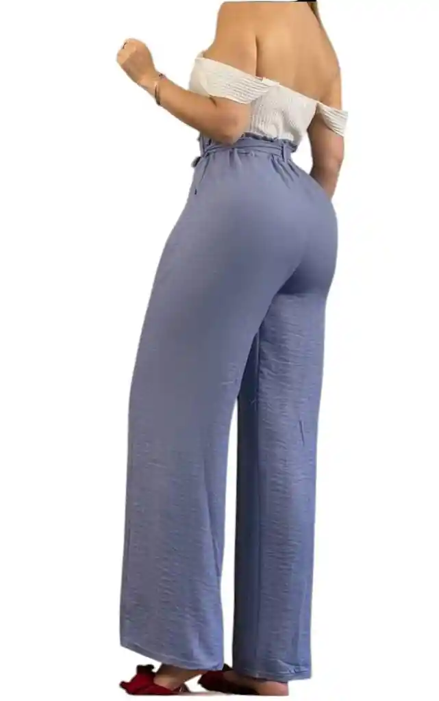 Pantalón Palazzo Cintura Resortada Y Moño Talla L / Xl
