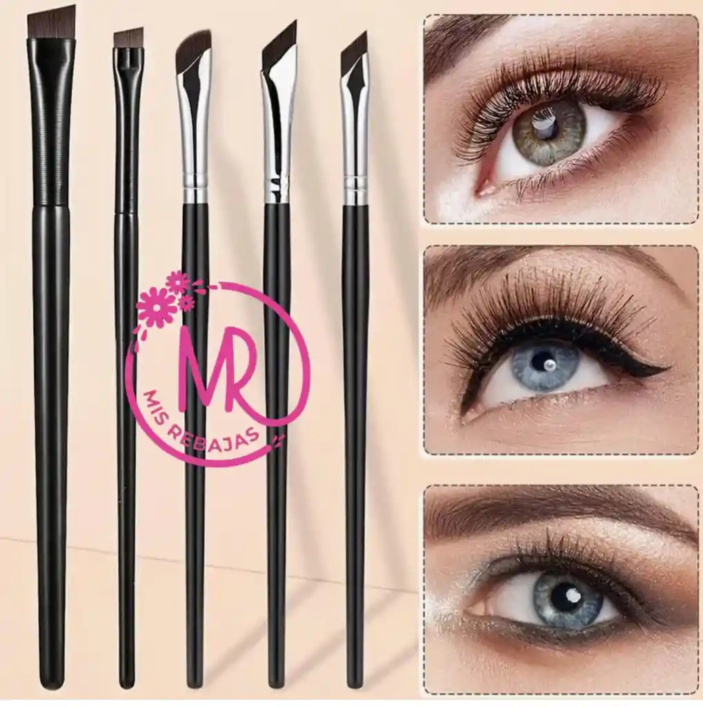 Kit 5 Pinceles Para Maquillaje De Cejas Y Ojos
