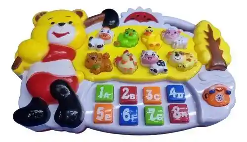 Piano Musical Oso Luz Sonido Bebe Juguete Didáctico Educa Color Amarillo