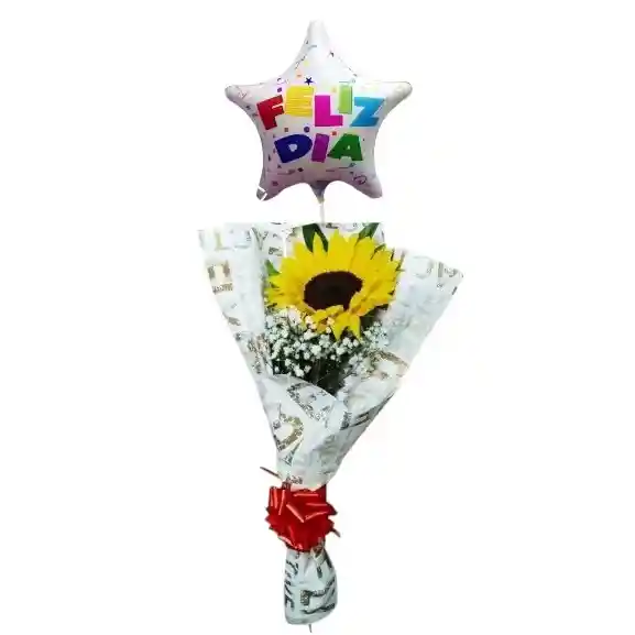 Bouquet De 1 Girasol Y Globo