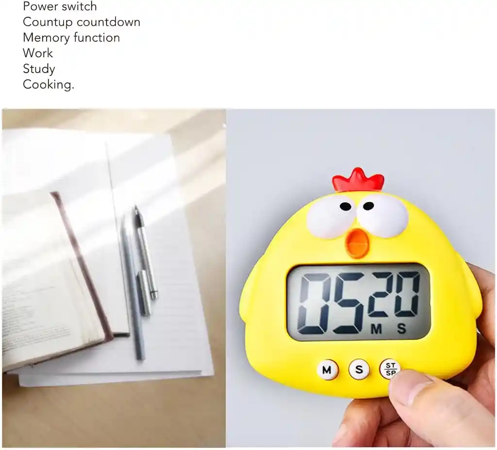 Temporizador Pollito Amarillo Reloj Cocina Digital Cronómetro Imán Timer Alarma