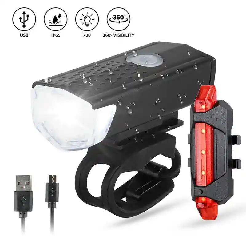 Combo Luz Delantera + Trasera Bici