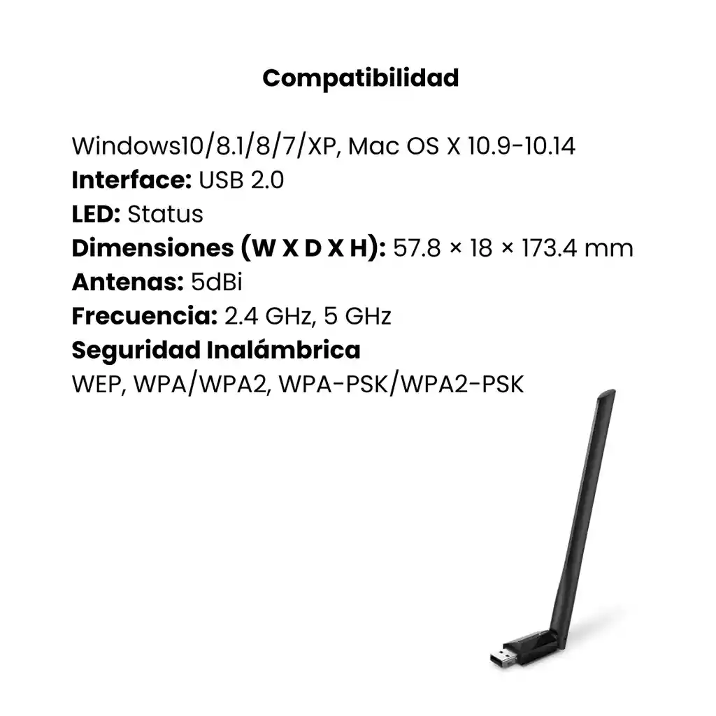 Adaptador Inalámbrico Tp-link Usb Ac600