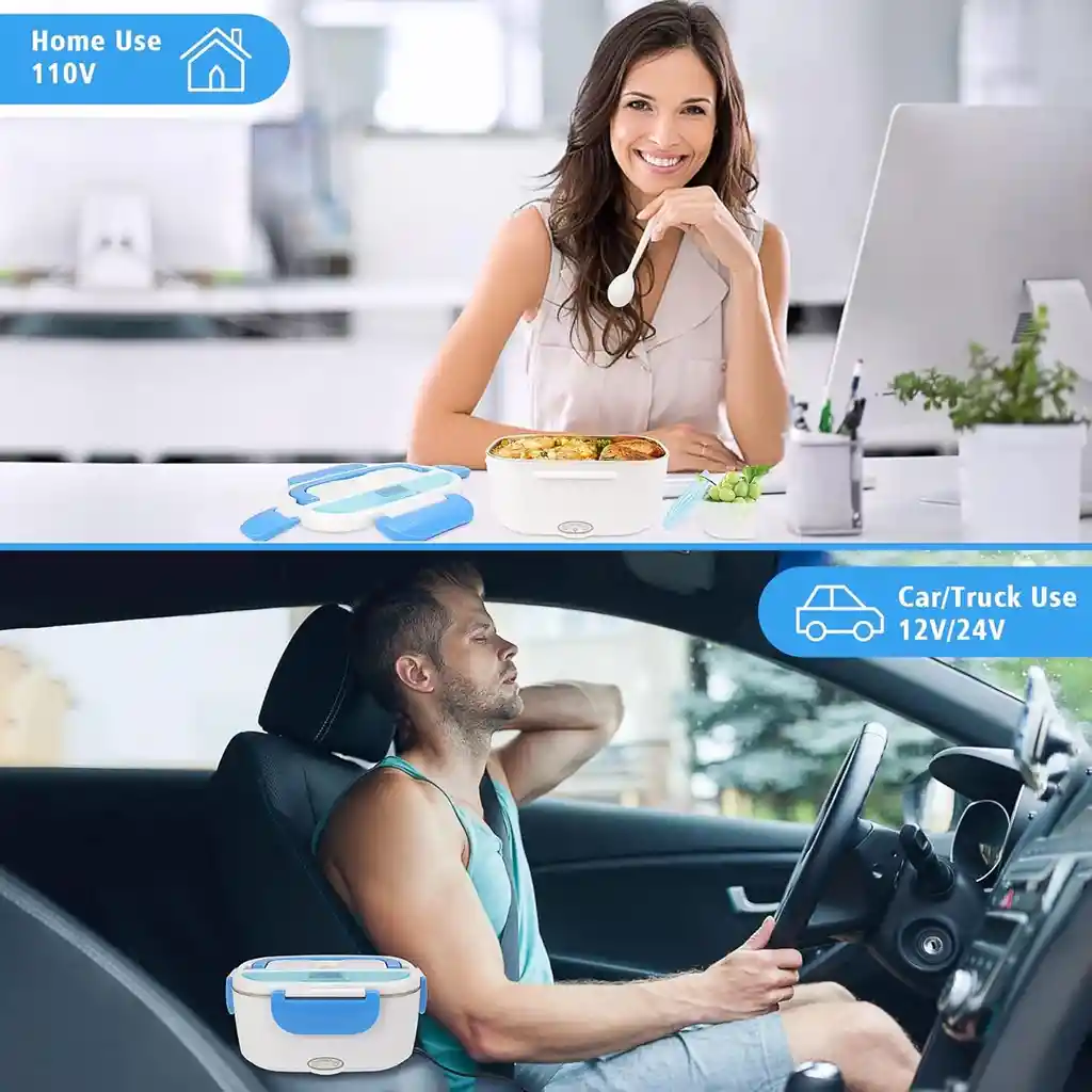 Recipiente Plástico Porta Comida Lonchera Eléctrico Calentador Portátil