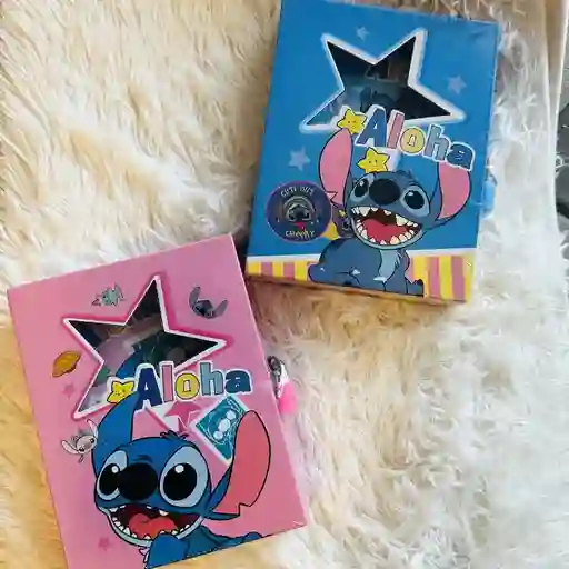 Linda Agenda Diario Candado Stitch Kawaii Libreta Para Niños Lilo Y Stitch