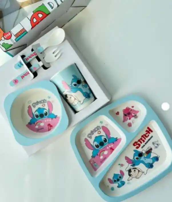 Vajilla Para Bebes Stitch Kit De Alimentación X5 Piezas