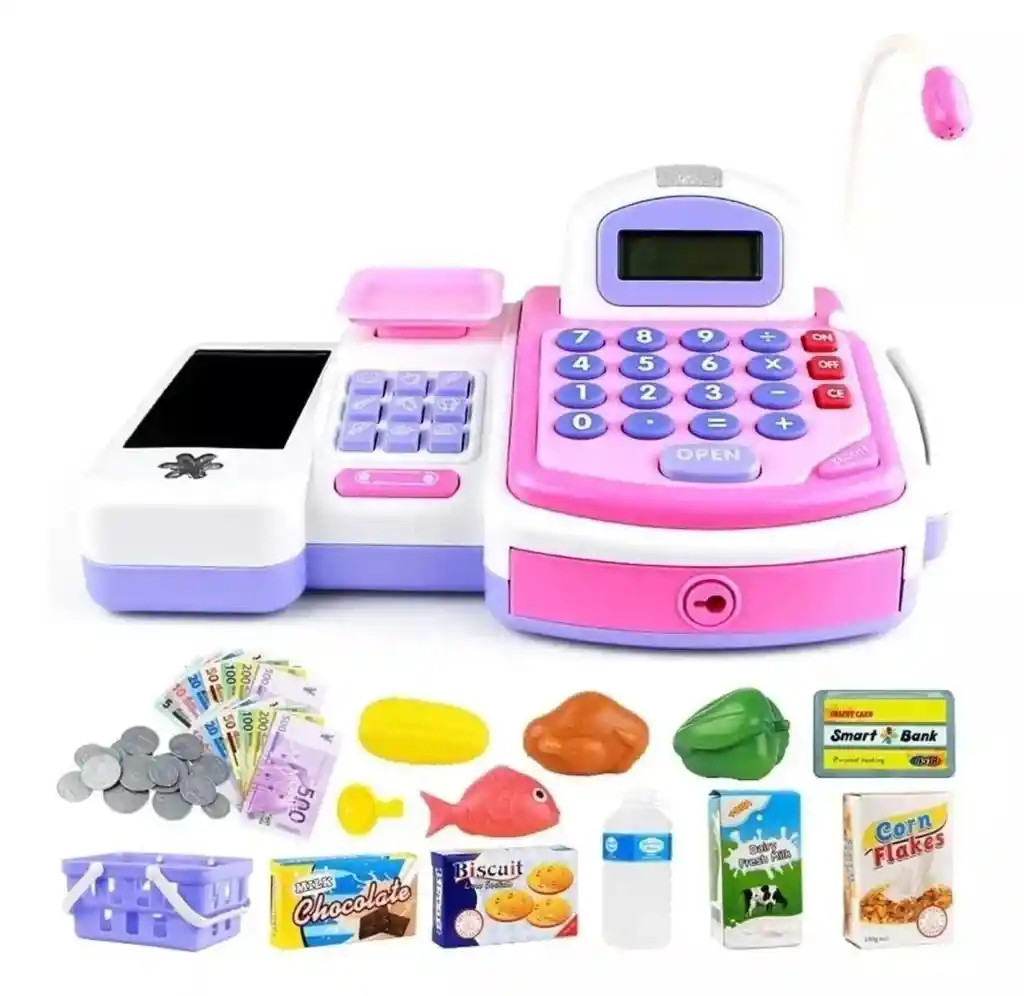 Caja Registradora Electrónica De Juguete + Muchos Accesorios