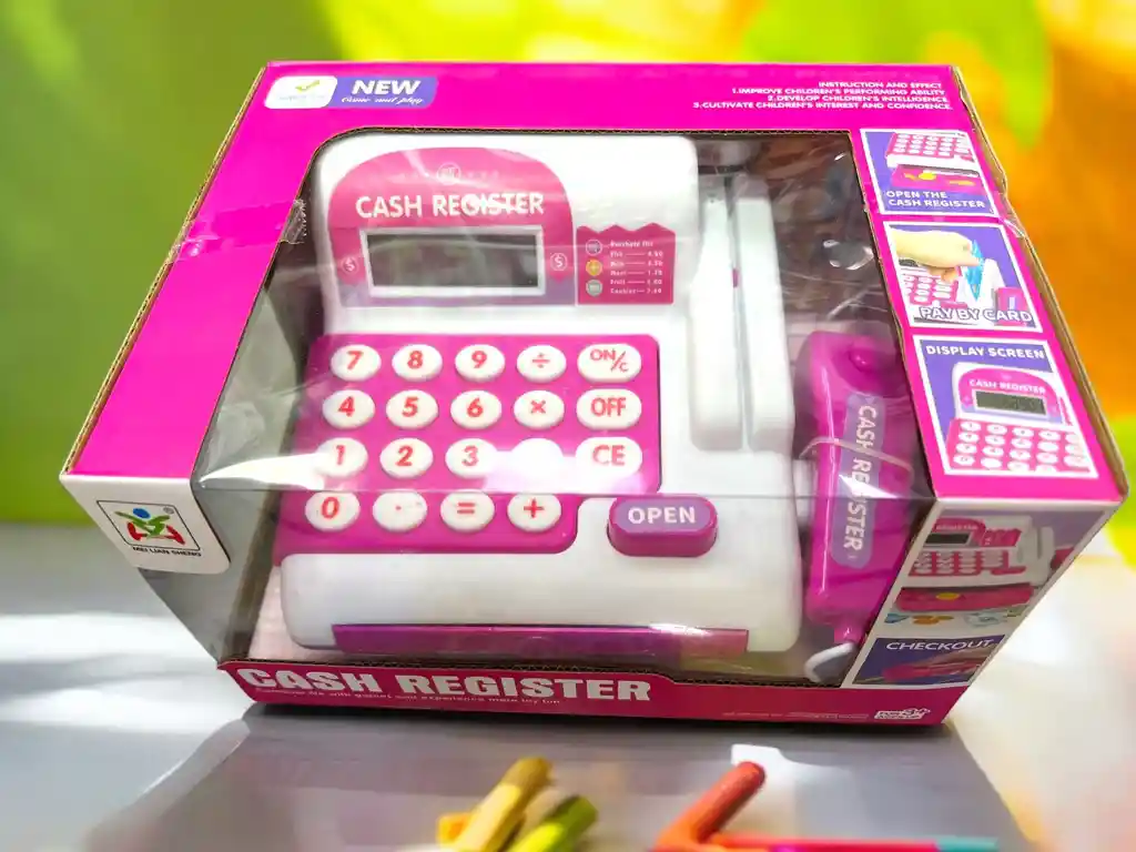 Caja Registradora Juguete Calculadora Con Sonido Infantil Color Rosa