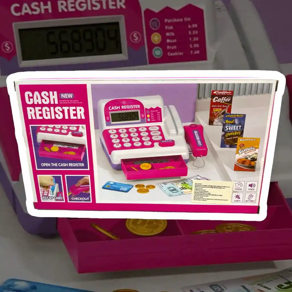Caja Registradora Juguete Calculadora Con Sonido Infantil Color Rosa
