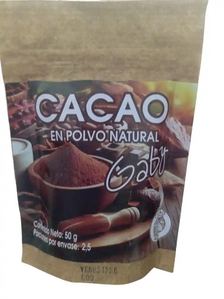 Cacao En Polvo Natural Sin Azucar X 50 Gms Gaby