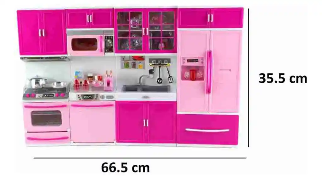 Set Mini Cocina Luces Y Sonido Accesorios Compatible Barbie