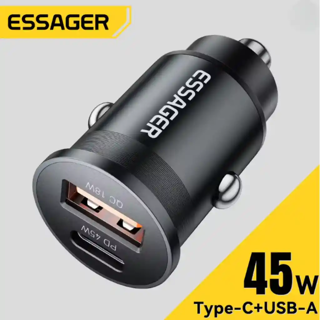 Cargador Carro Usb Tipo C Carga Rapida Iphone Samsung Huawei