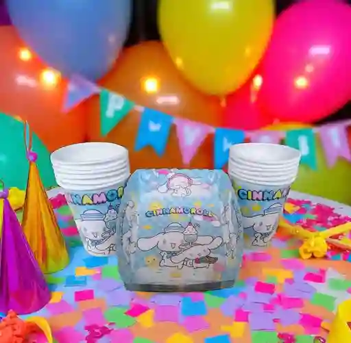 Set De Fiesta Cinnamoroll 12 Vasos + 12 Torteros Con Diseño Tierno Y Colorido