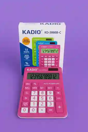 Calculadora Kadio Kd-3866b-c,12 Dígitos, Rosada Ideal Para Estudiantes Y Oficina
