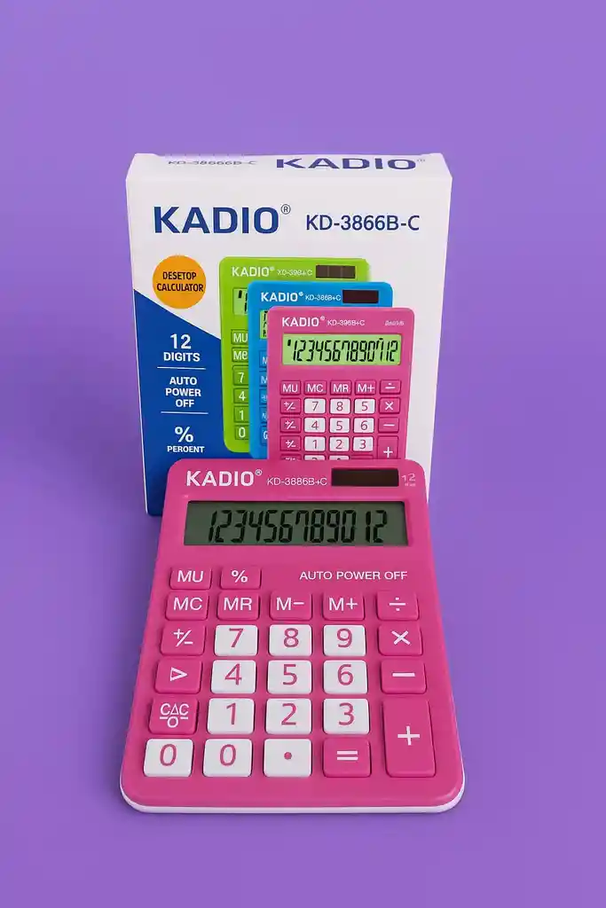 Calculadora Kadio Kd-3866b-c,12 Dígitos, Rosada Ideal Para Estudiantes Y Oficina
