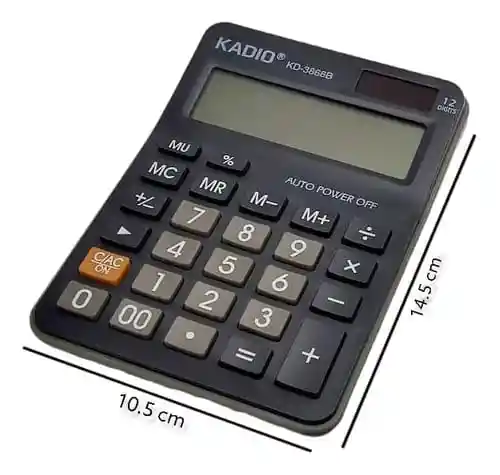 Calculadora De Escritorio Kadio Kd-3866b 12 Dígitos Solar Y Batería