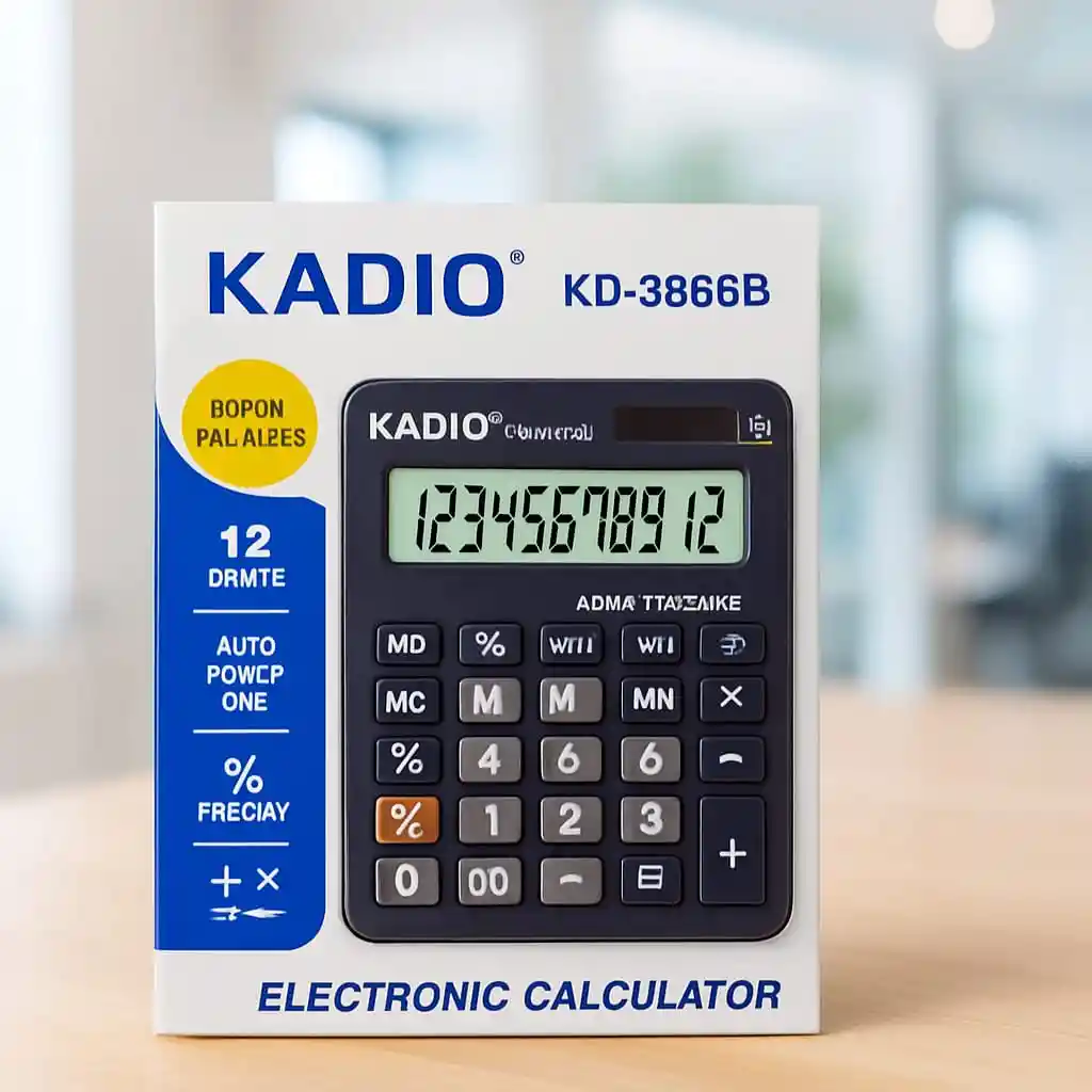 Calculadora De Escritorio Kadio Kd-3866b 12 Dígitos Solar Y Batería