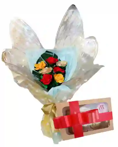 Ra.mo De Rosas Mariposa Eterna Con Chocolates
