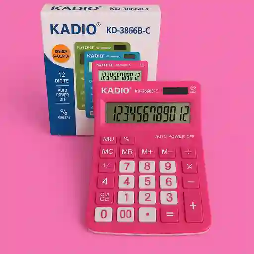 Calculadora Kadio Kd-3866b-c,12 Dígitos, Rosada Ideal Para Estudiantes Y Oficina