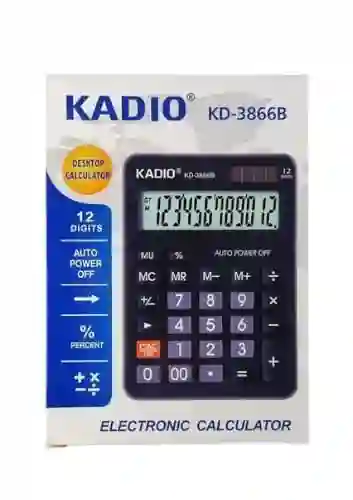 Calculadora De Escritorio Kadio Kd-3866b 12 Dígitos Solar Y Batería