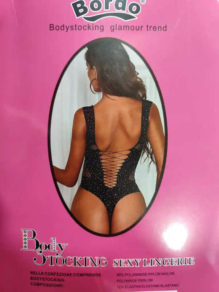 Body De Malla Leslie Con Brillantes Negro - Talla Única