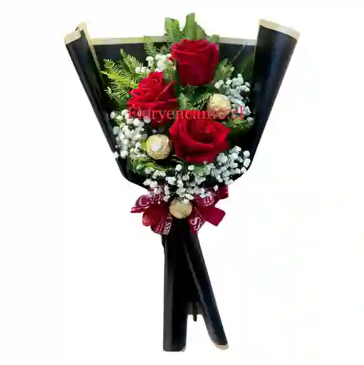 Ramo De 3 Rosas Y 3 Ferrero